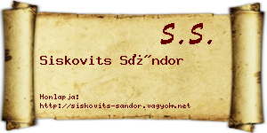 Siskovits Sándor névjegykártya